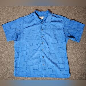 Island Passport 2XL Blue Floral Hawaiian Aloha Short Sleeve Shirt